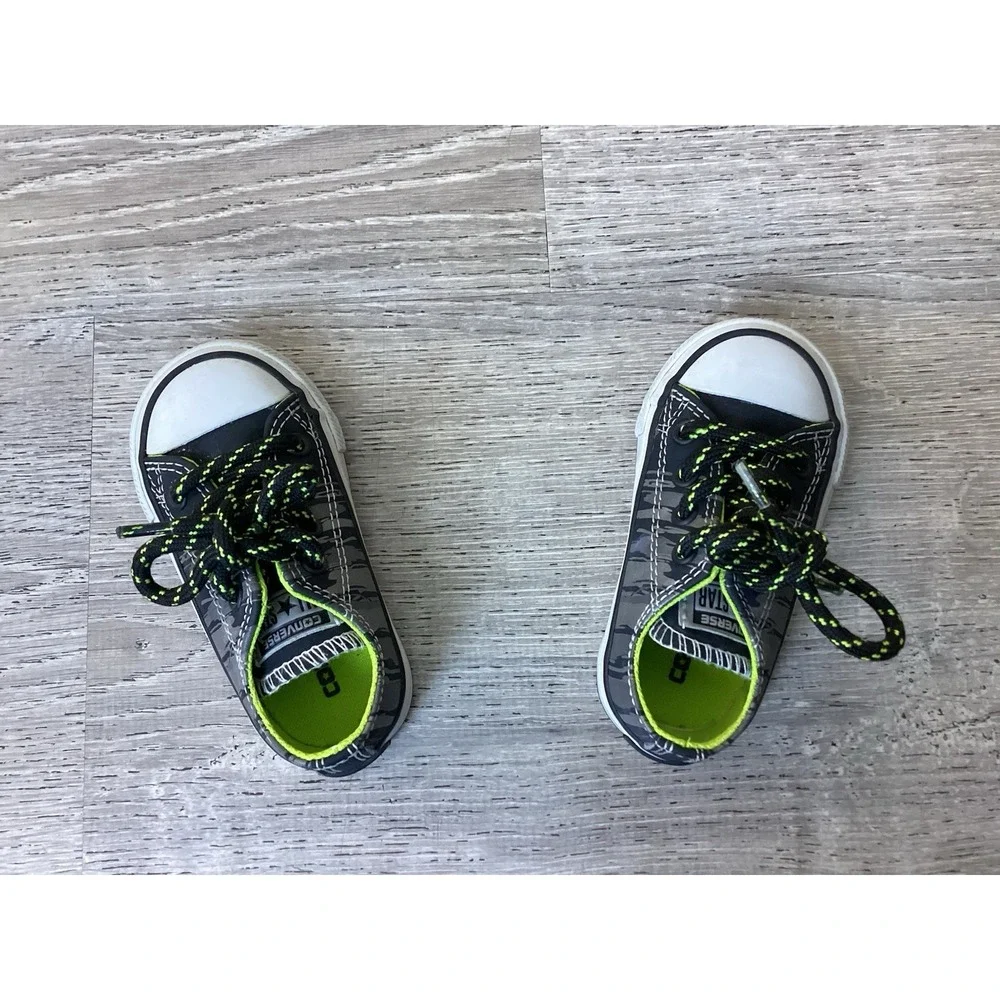 Converse Chuck Taylor All Star Baby 5 Oxford Black/Bold Lime 754410C Dinosaur